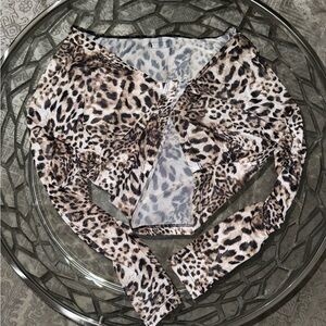 Five The Label Dancer Slouch Pullover - Cheetah Print Long Sleeve Top